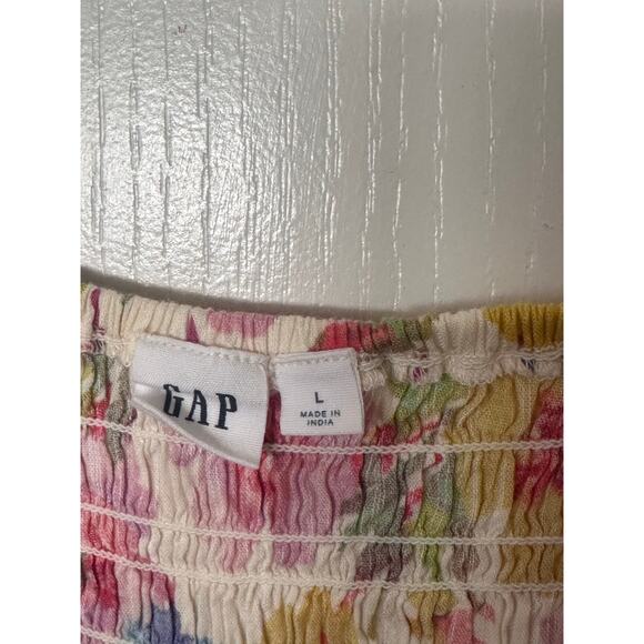 Gap Smocked Maxi Dress Women’s Large Square Neck Floral Multi Boho Summer Beach - Picture 6 of 7